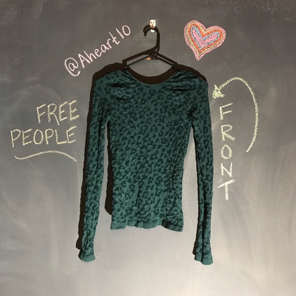 Free People Green Cheetah Print Top