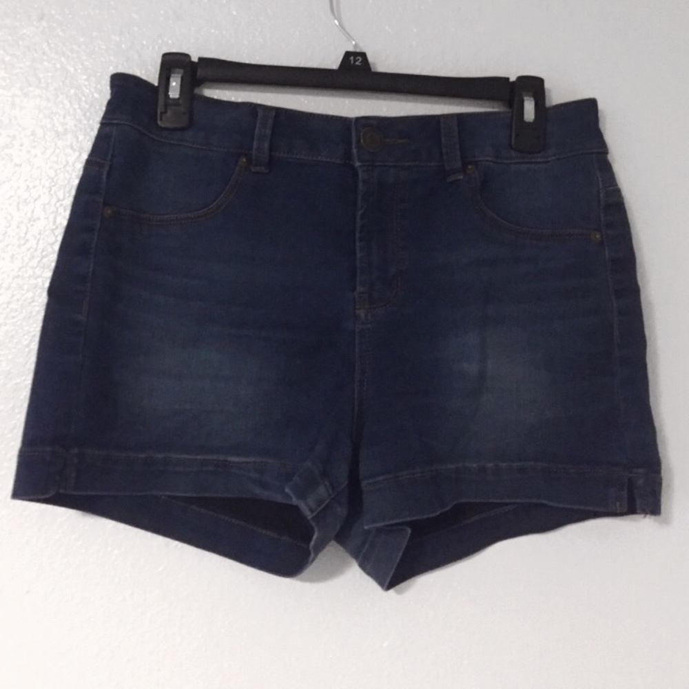 High Waisted Dark Wash Denim Shorts