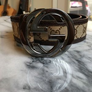 Gucci Original Interlocking GG Brown Canvas Belt