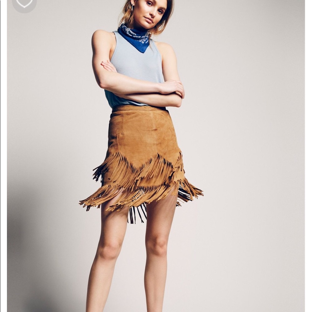 Same old love suede fringe skirt
