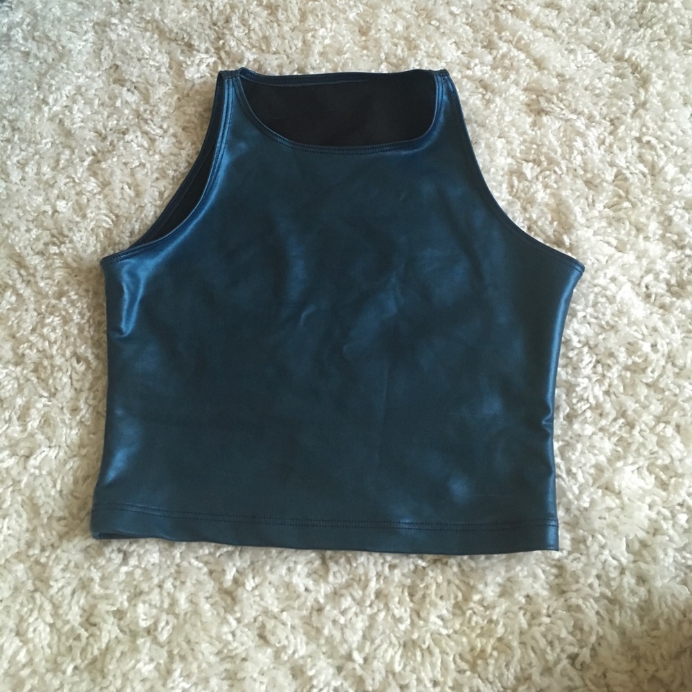 Blue metallic crop top