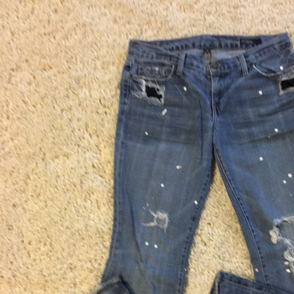 Distressed Sacred Blue Jeans with Paint Splatter