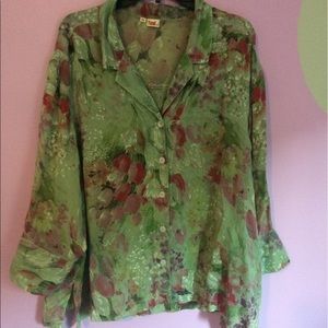 Green Button Down Blouse