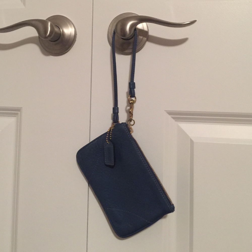 Blue coach wristlet