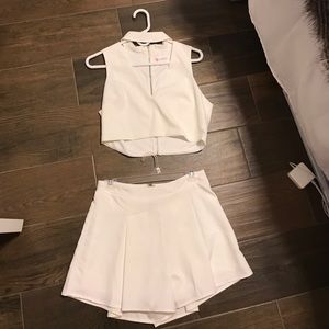 White 2 piece set. Shorts and crop top.