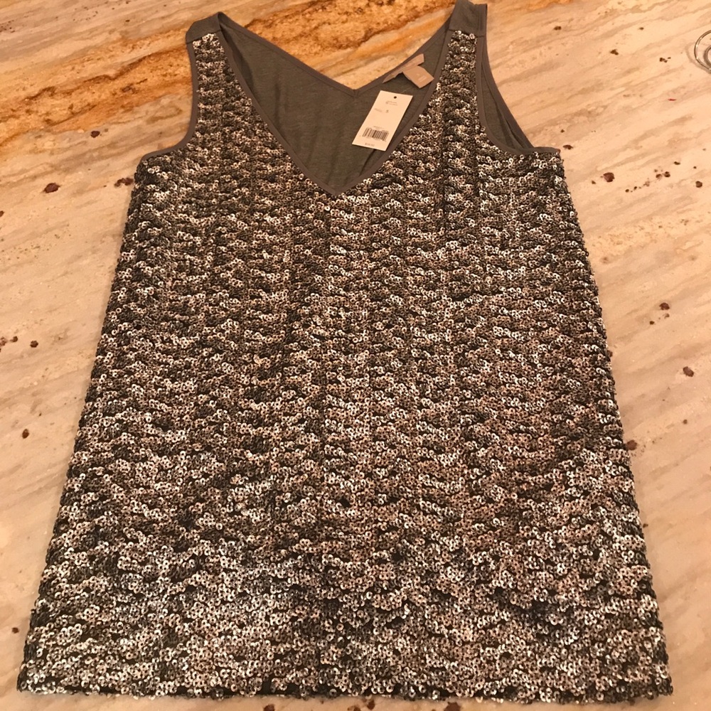 Gray sequin tank top