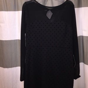 NWT all black dress with mesh and velvet details