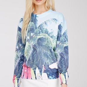 TROPICAL PALM TREE SURFBOARD BEACH F21  SWEATER