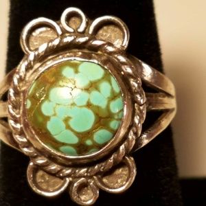 STERLING SILVER VINTAGE TURQUOISE RING SIZE 8