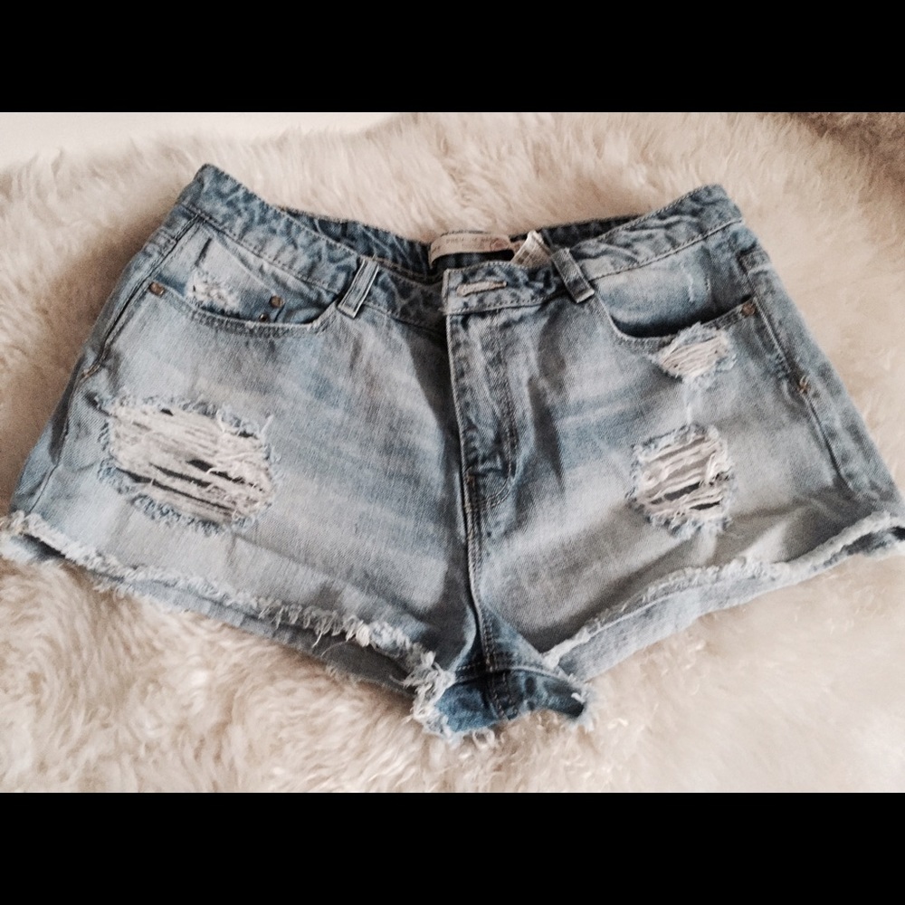 ZARA denim distressed shorts