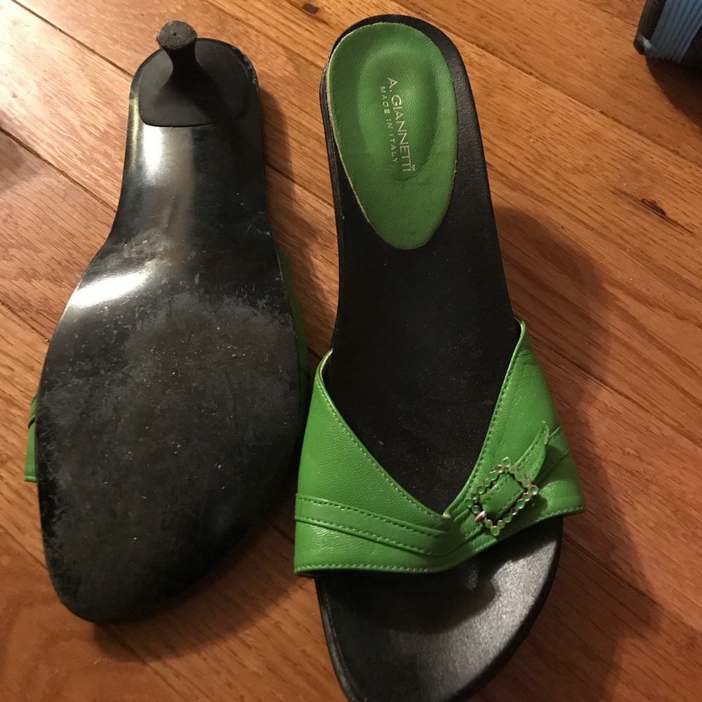 Green kitten heel sandal