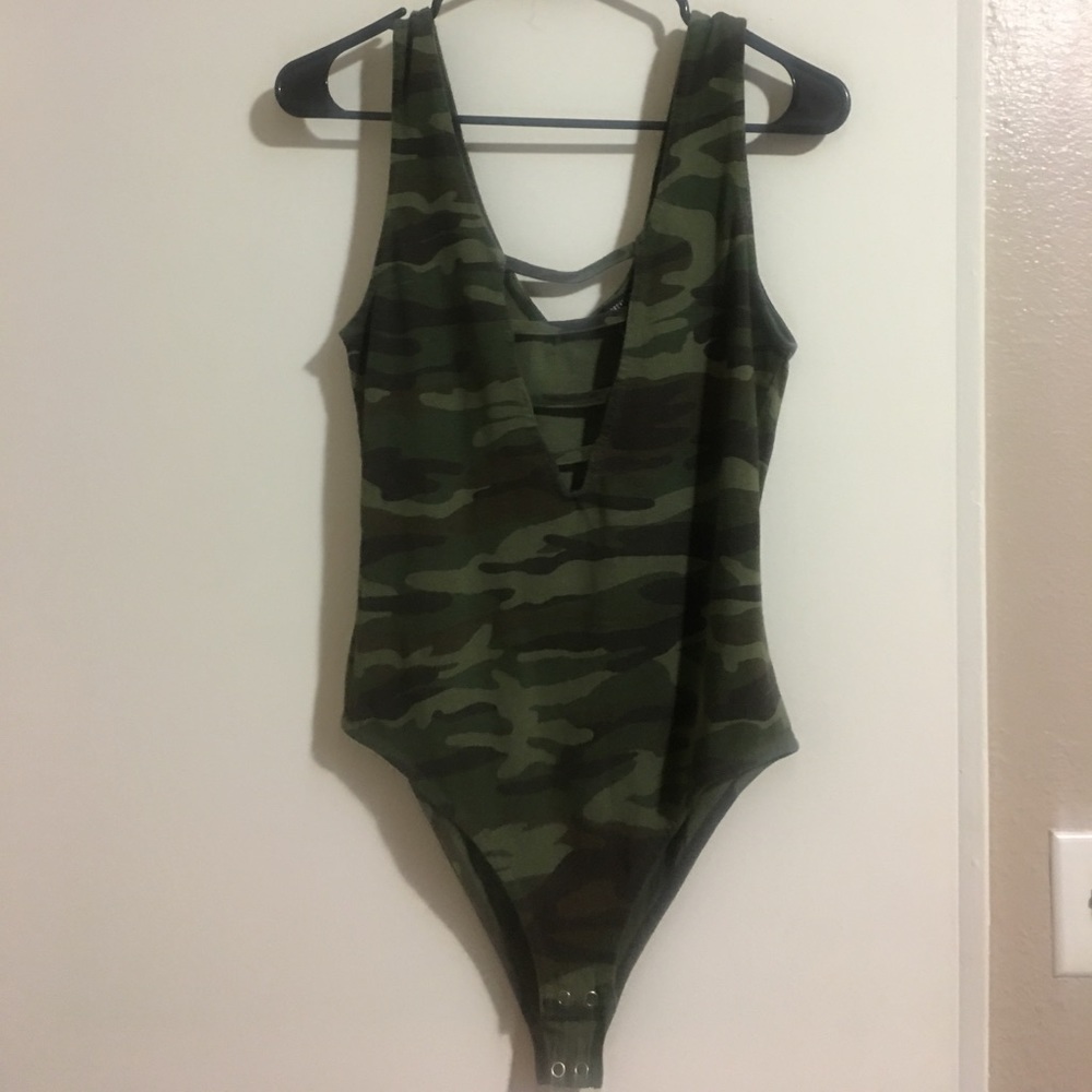 Camo print bodysuit
