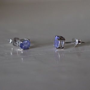 Tanzanite & Sterling Silver Stud Earrings