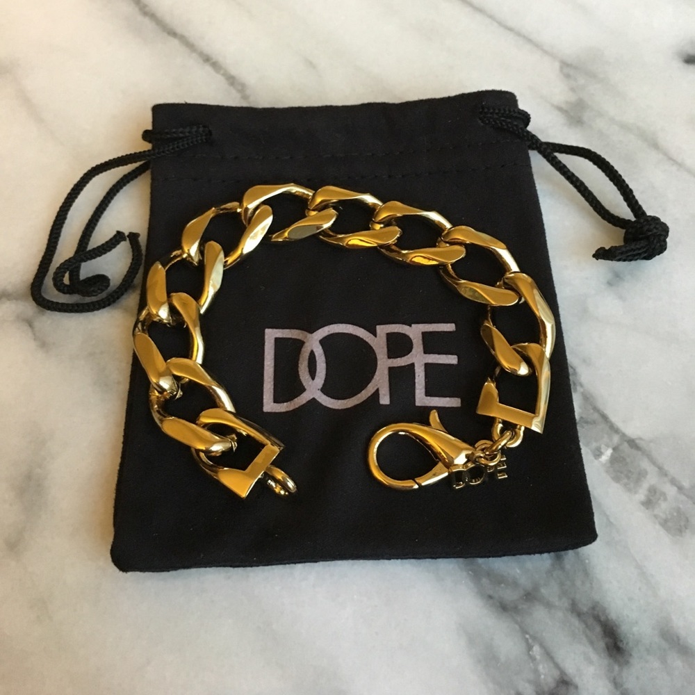 Dope Couture Gold Plated Cuban Link Chain Bracelet
