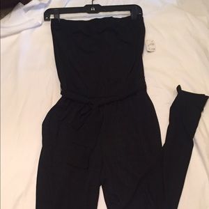 Black strapless jumpsuit