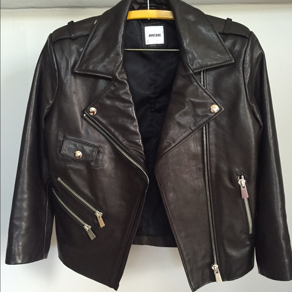 Anine Bing Cropped  Structured Leather jacket