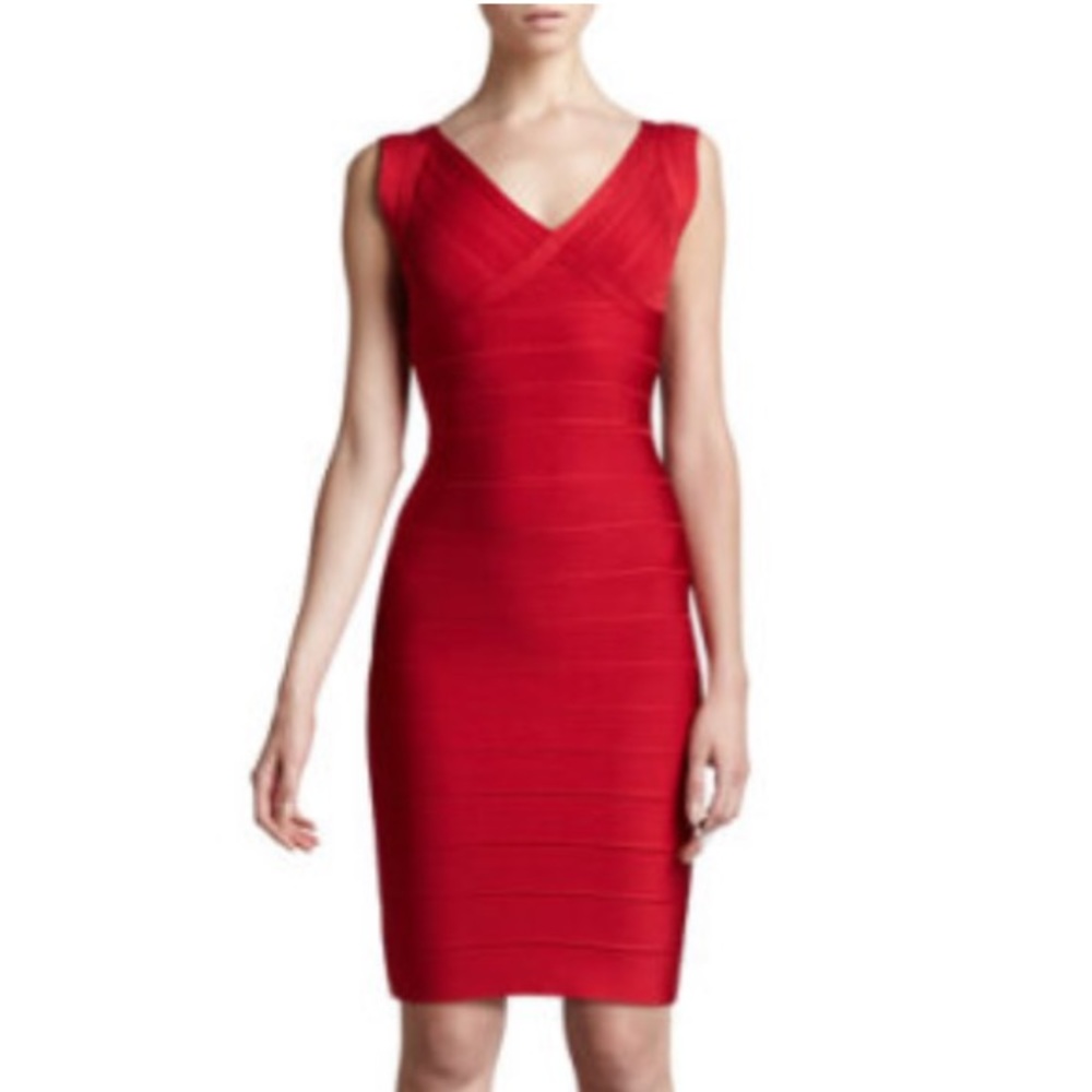 Authentic Herve Lever V-Neck Bandage Dress