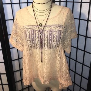 XS Free People lace dolman sleeve overshirt