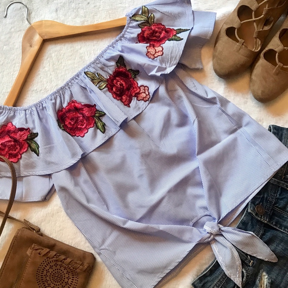 Red Rose Off The Shoulder Top