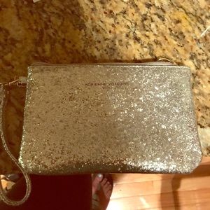 Silver glittery wristlet/clutch /phone charger