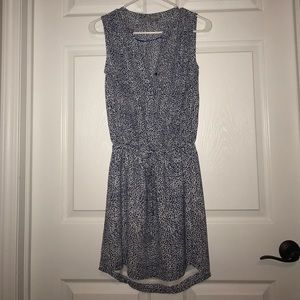 Navy blue and white print short dress