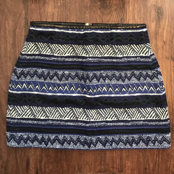 ZARA Woven Mini Skirt in Blue Aztec Stripe, Sz XS - Picture 2 of 4