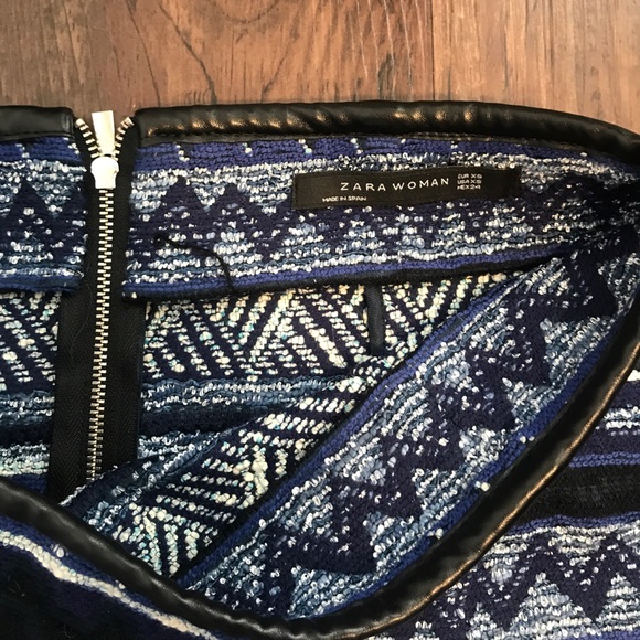 ZARA Woven Mini Skirt in Blue Aztec Stripe, Sz XS - Picture 3 of 4