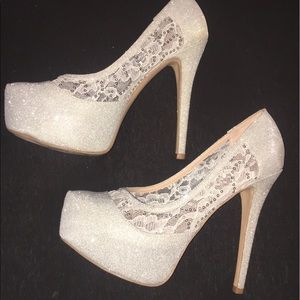 Silver sparkly heels
