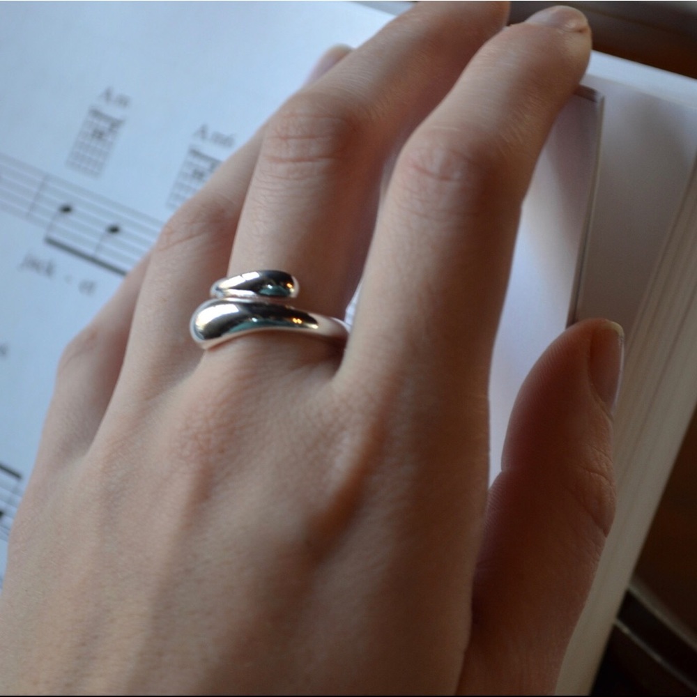 Resizable Sterling Silver Teardrop Ring