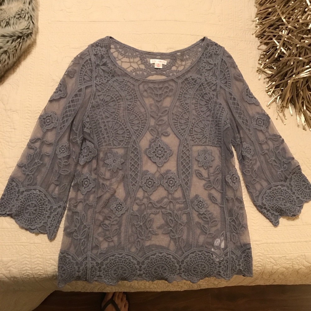 Embroidered lilac top (loose top) wore twice