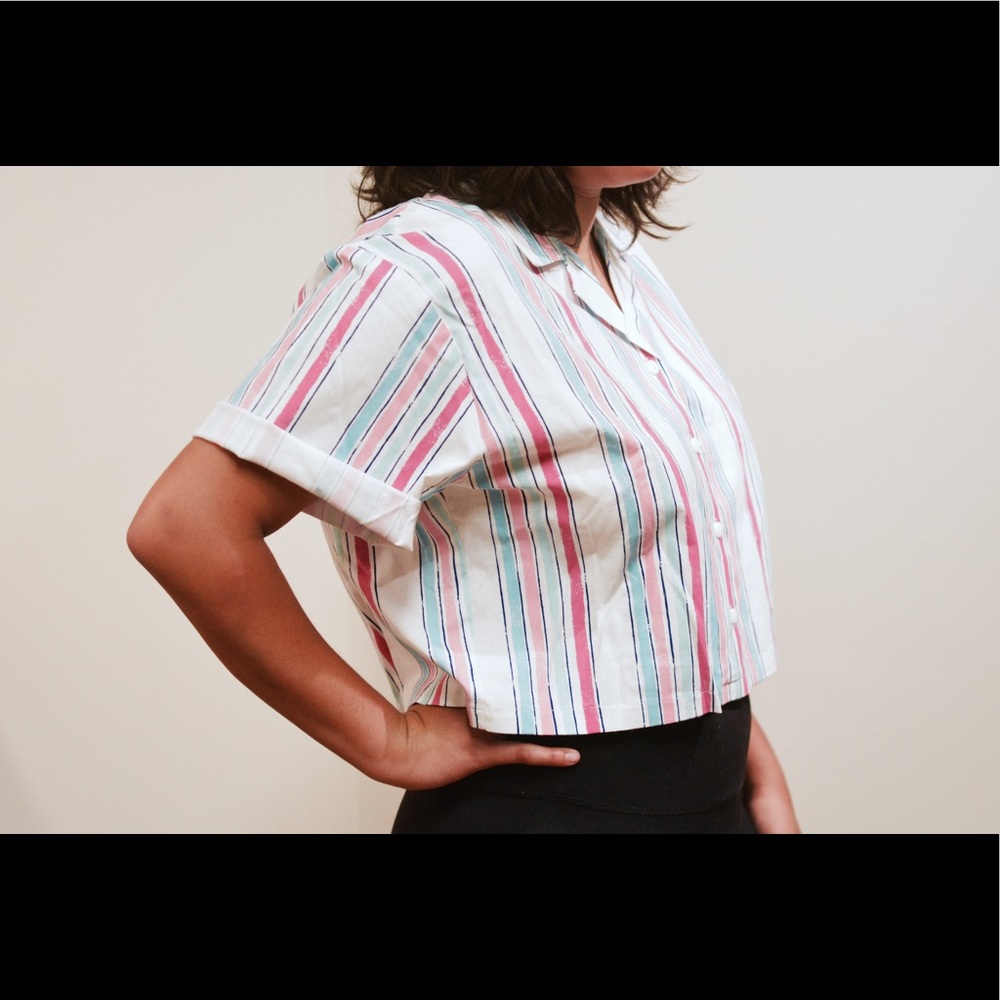 Vintage striped GSL button up blouse
