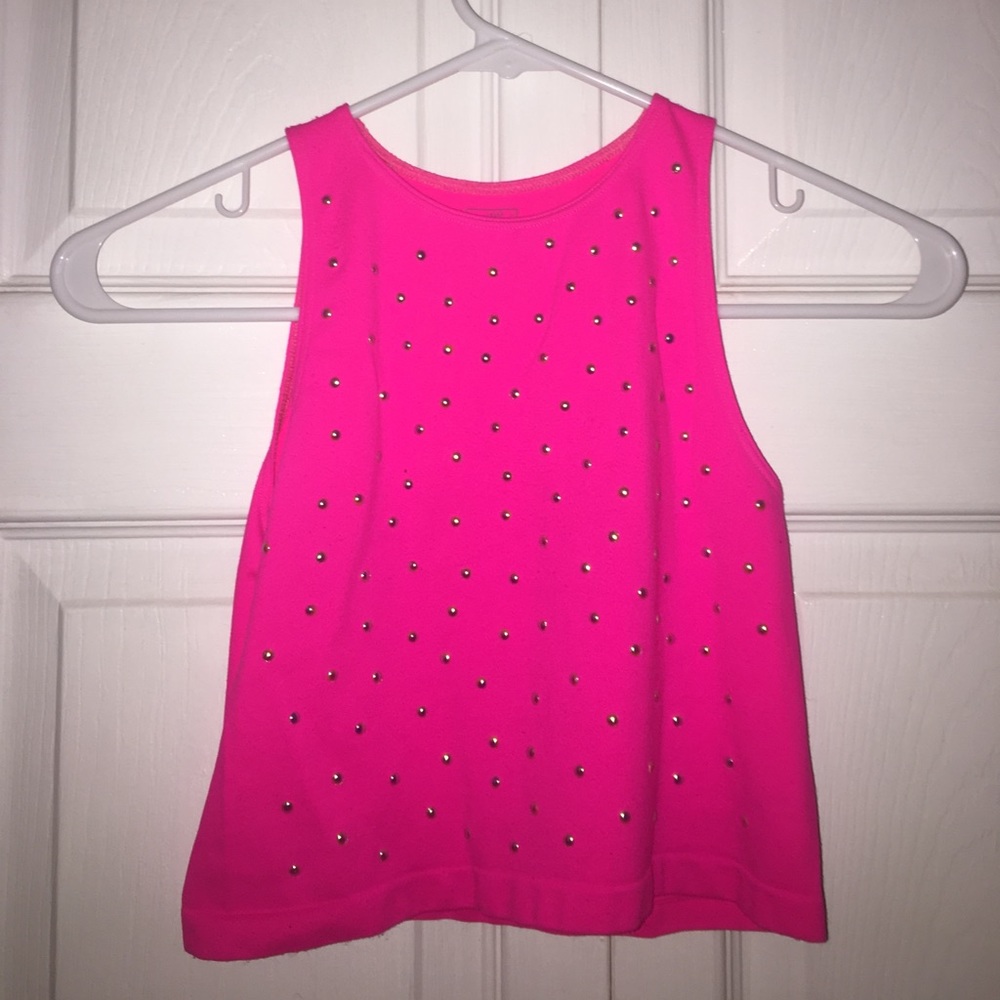 Malibu Sugar hot pink tight studded crop top