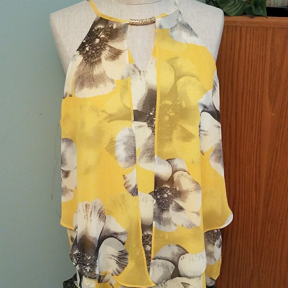 Floral layered chiffon top, NWT