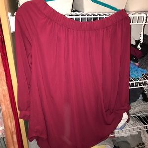 Red off the shoulder long sleeve top