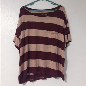 ‼️ NWOT‼️Slouchy Red and White Striped T Shirt