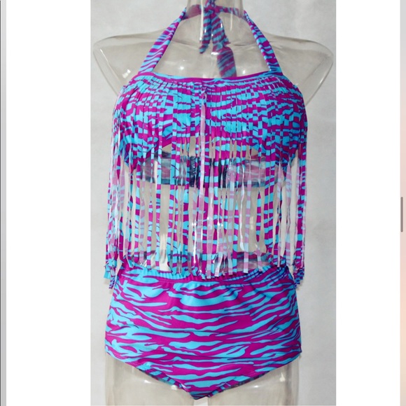 💙💜Cotton Candy Fringe Bikini💜💙 - Picture 2 of 4