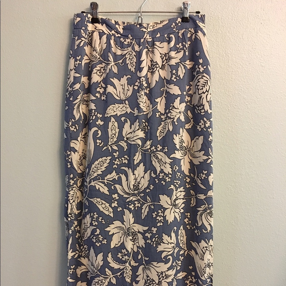 Loft blue floral maxi skirt