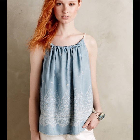 Anthropologie Holding Horses Chambray Tank Top - Picture 2 of 6