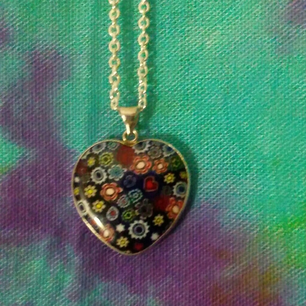 🌙Heart and flowers silver necklace🌙