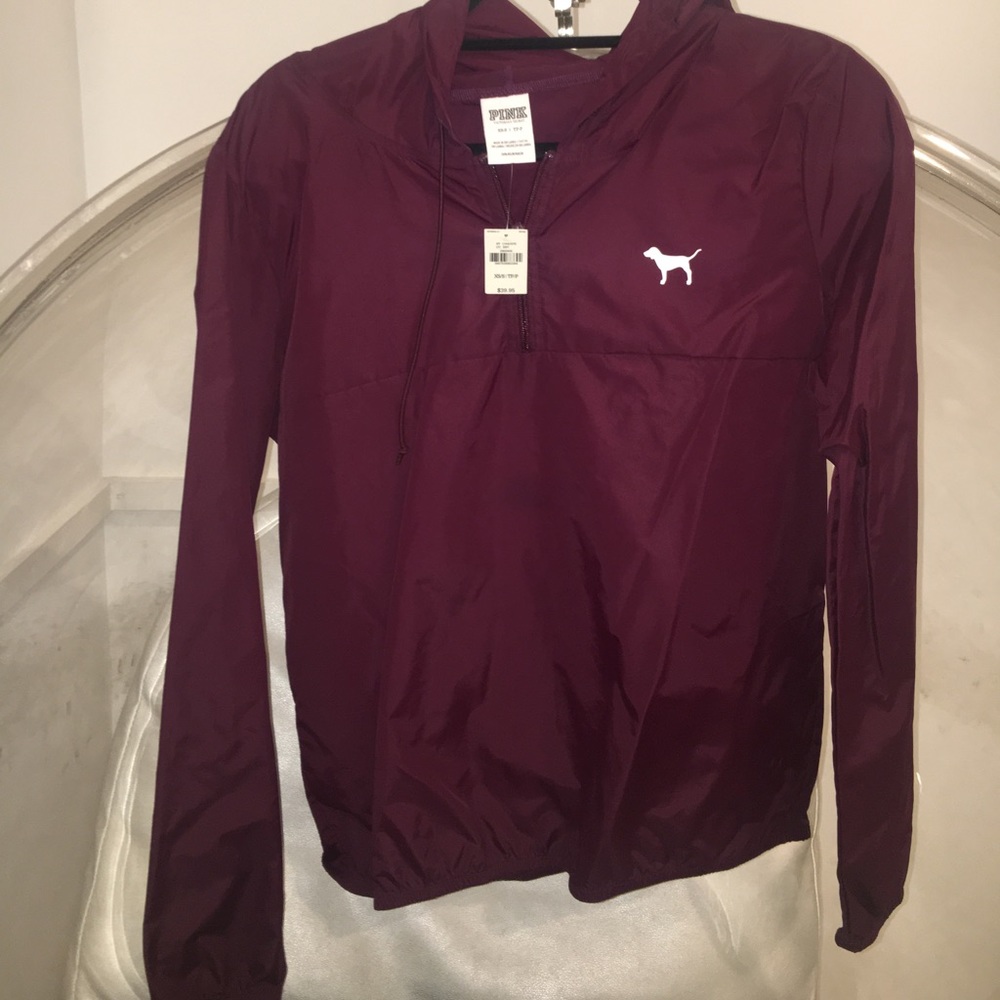 pink/ victoria secret quarter zip rain jacket