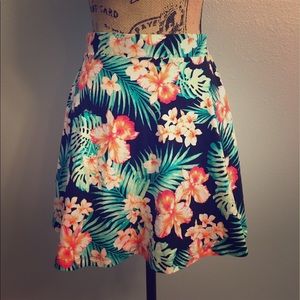 Pink Hawaiian flower print circle skirt