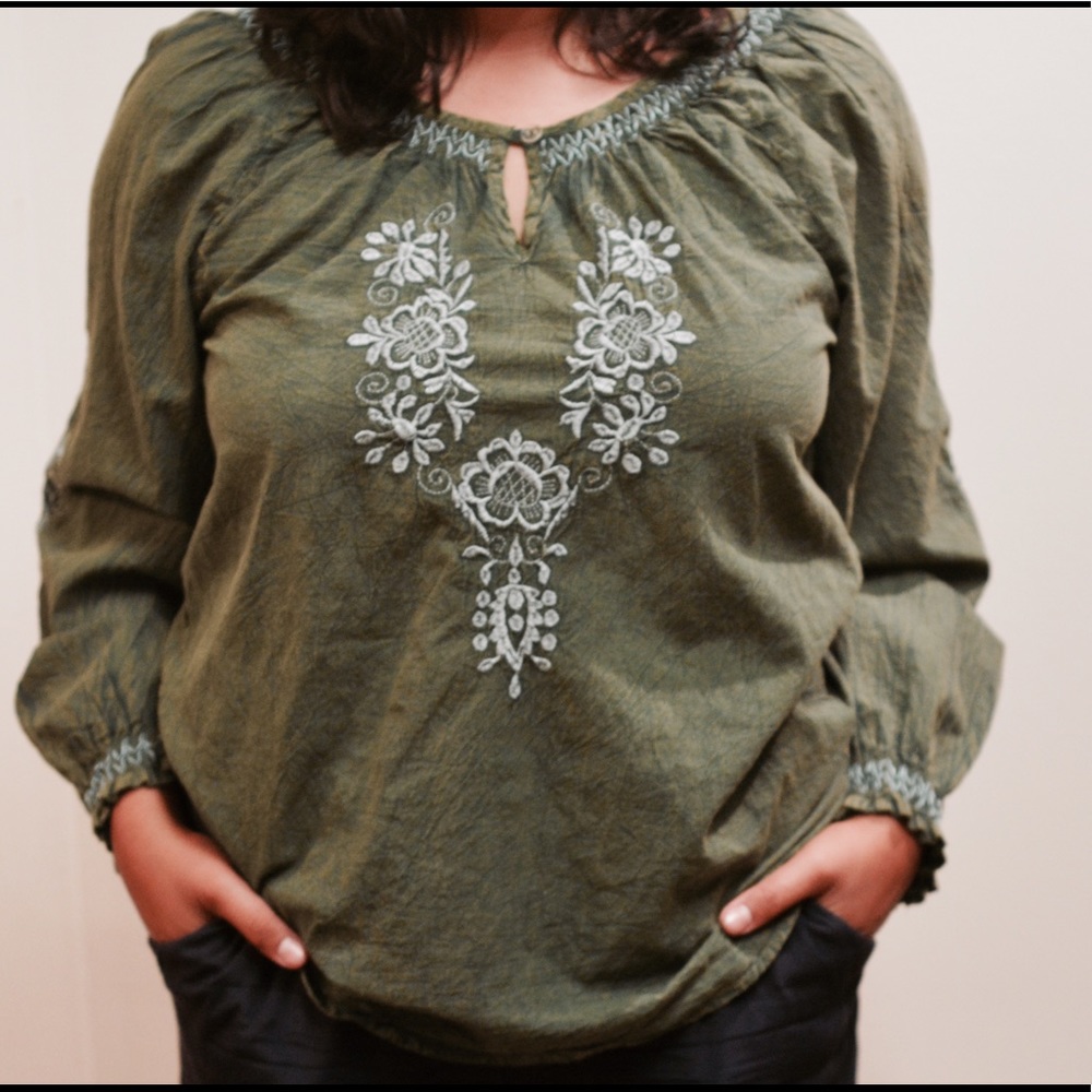Green hippy blouse