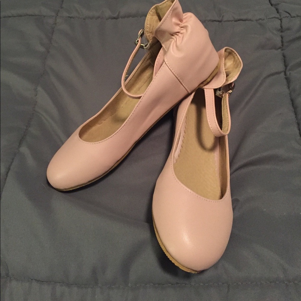 New Pink Ballet Flats with Strap & Slight Heel