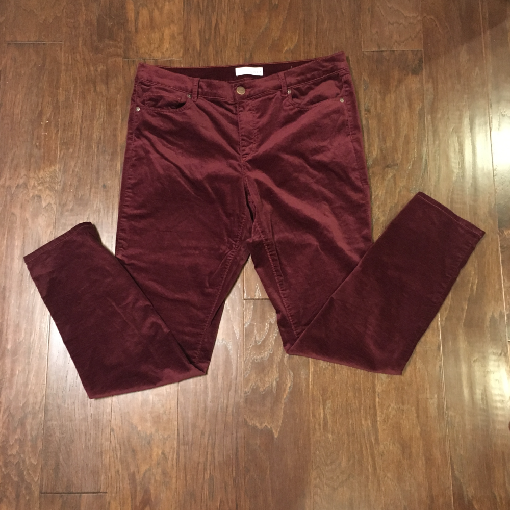 LOFT Modern Skinny Crushed Velvet Pants - Sz 12