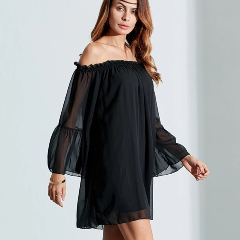 Loose Sexy Summer Off-Shoulder Dress Swim Coverup - Picture 2 of 7