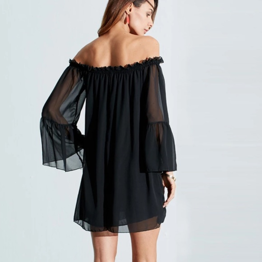 Loose Sexy Summer Off-Shoulder Dress Swim Coverup - Picture 5 of 7