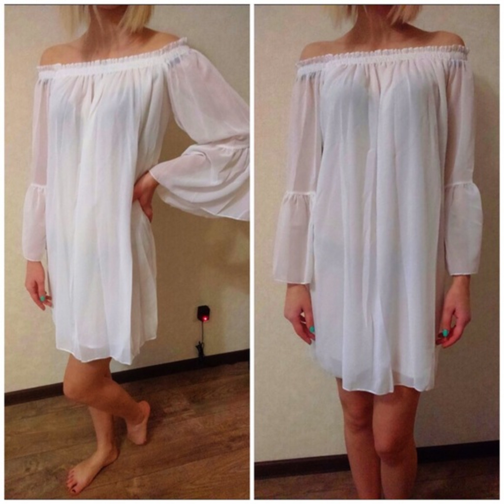 Loose Sexy Summer Off-Shoulder Dress Swim Coverup - Picture 3 of 7