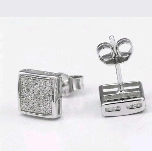 14K ICED OUT DIAMOND SIMULATED EARRING - Picture 1 of 1
