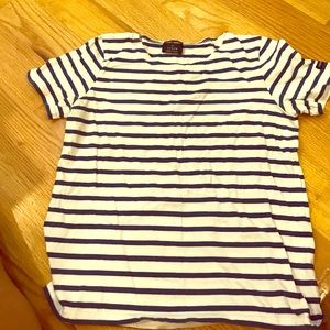 J.crew blue striped cropped shirt