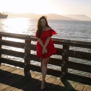 Off the shoulder red dress